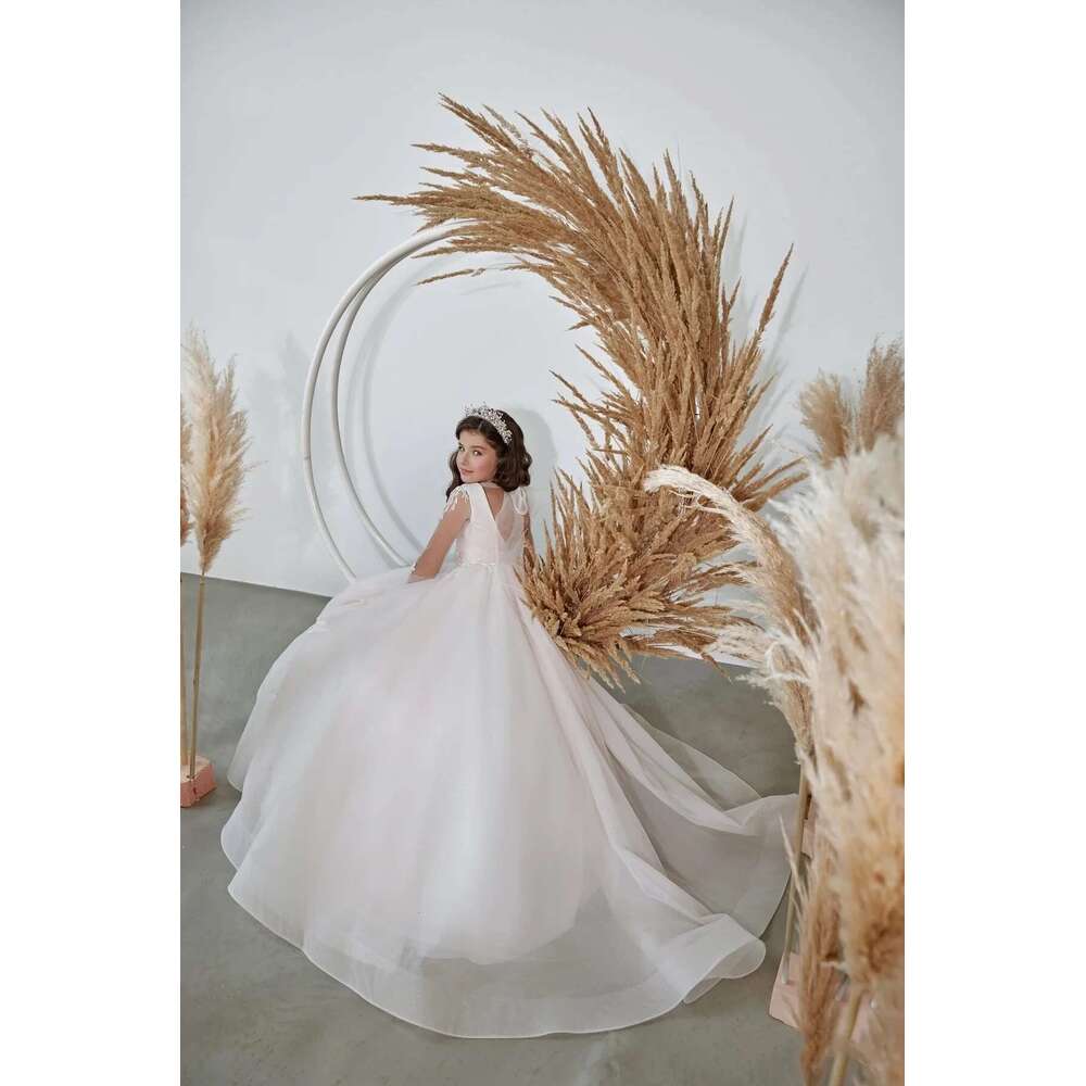 3/4 Sleeves Wer Girl For Weddings Ball Gown Tulle Appliques Beaded Long First Communion Dresses Little Customized 6660311