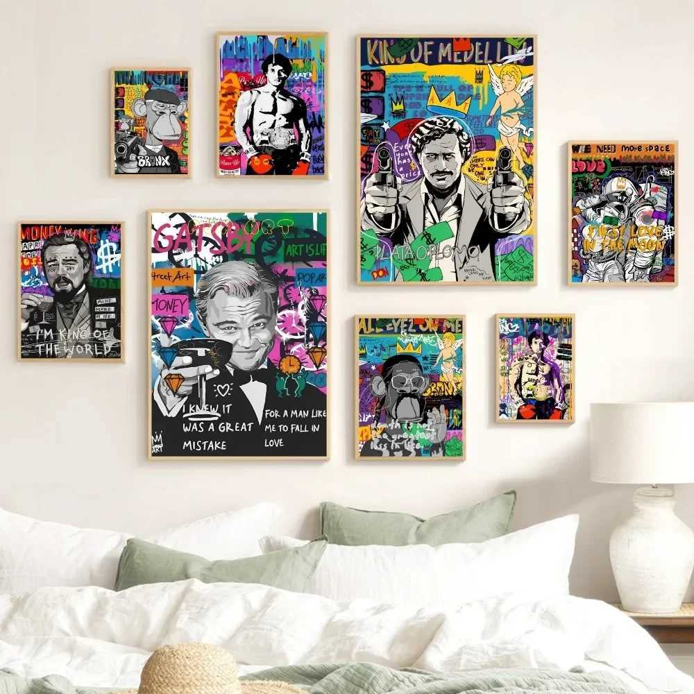 Abstract Graffiti Picture Canvas Wall Sticker Banksy Art Portrait real Bedro Living Room A Decor Hanging Painting Y250122