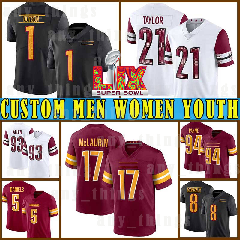 17 Terry McLaurin 5 Jayden Daniels Football Jerseys Jonathan Allen Brian Robinson Jr Washingtons Sean Taylor Commanders Tress Way Daron Payne Austin Ekeler Wagner