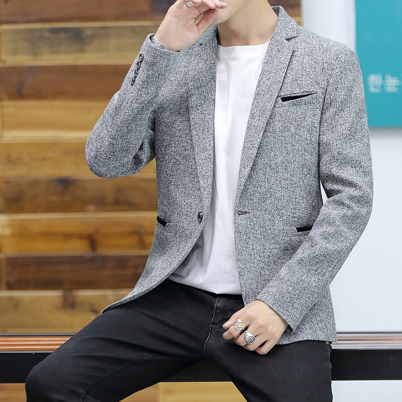 G120Large Size Slim Fit Linen-Like Suit Coat for Men - Elegant British Style Business Attire