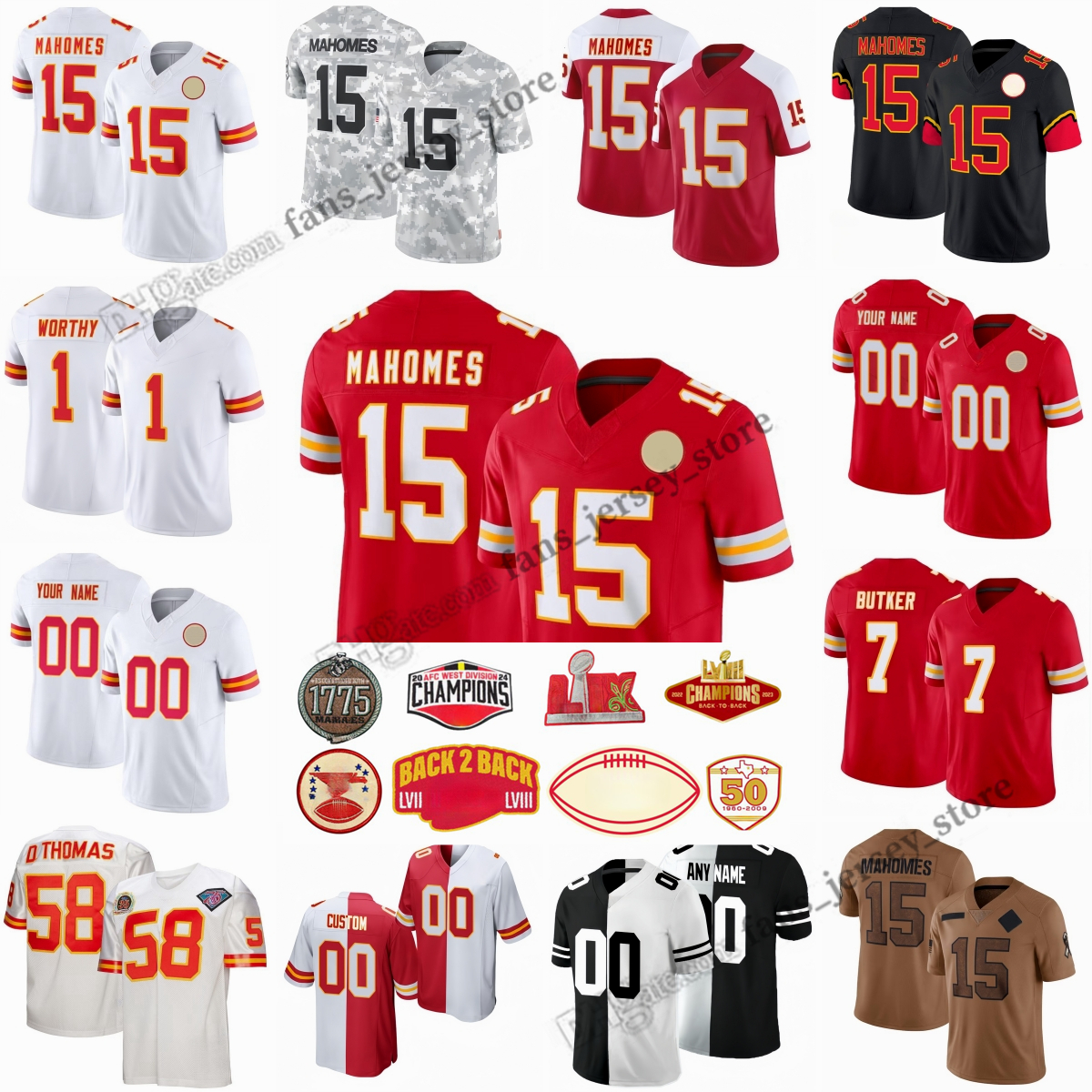 Custom S-6XL Patrick Mahomes 2025 Super Bowl Football Jerseys Hunt Kelce Bolton Hicks Pacheco Jones Rice Cook Steele Worthy Perine Smith-Schuster Gray Watson