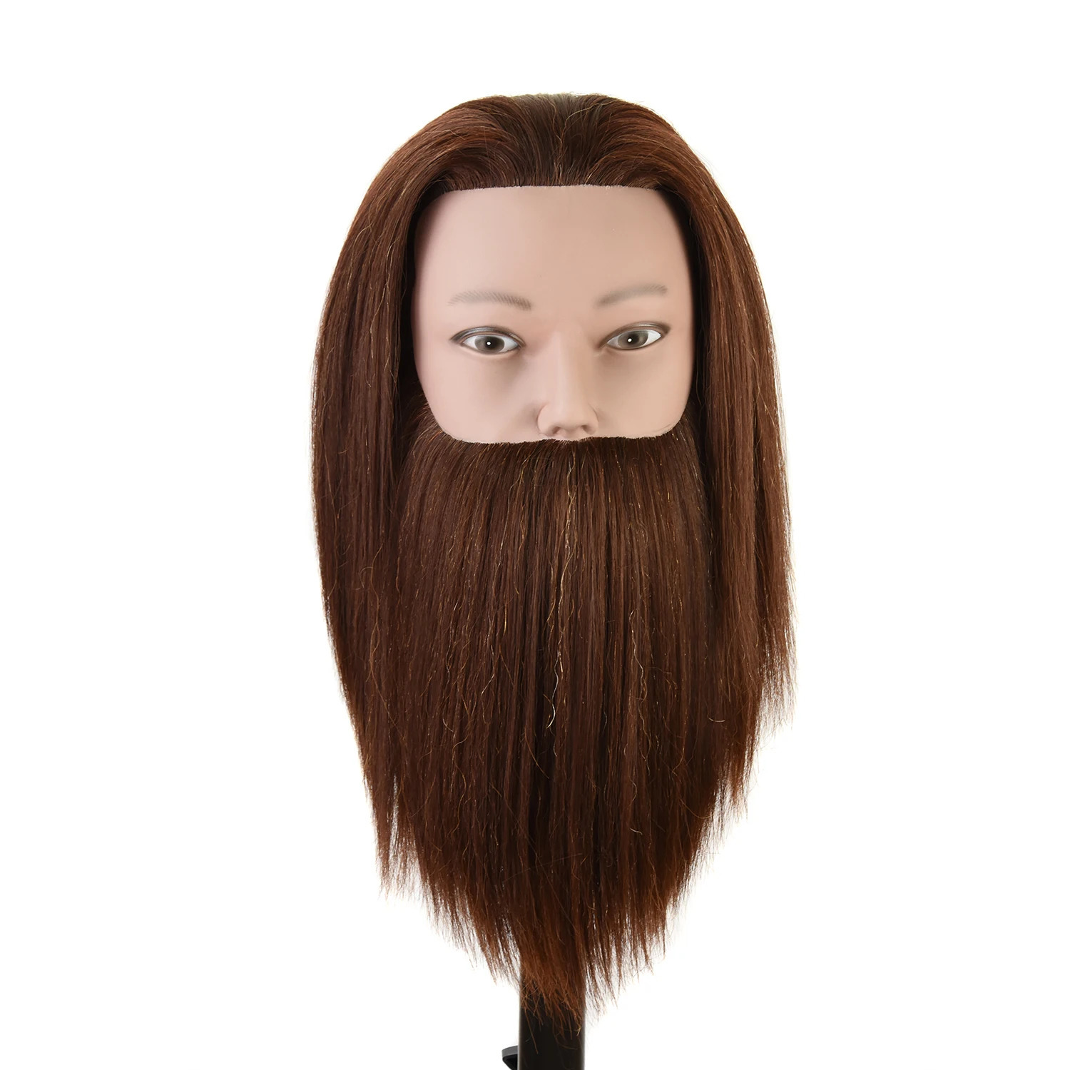 14inches Mannequin Head Training Male Human Hair with Beard Hairdresser Practice Doll Head for Hairstyles 250114