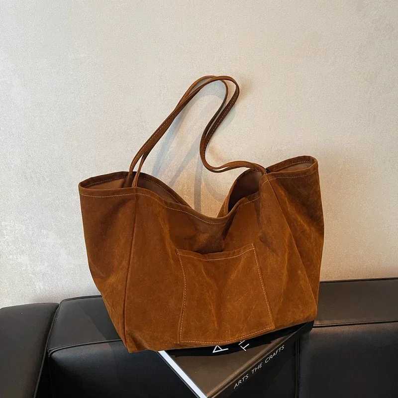 Casual suede large capacity designer high-quality shoulder bag 2024 solid color simple fashion soft version Y250121