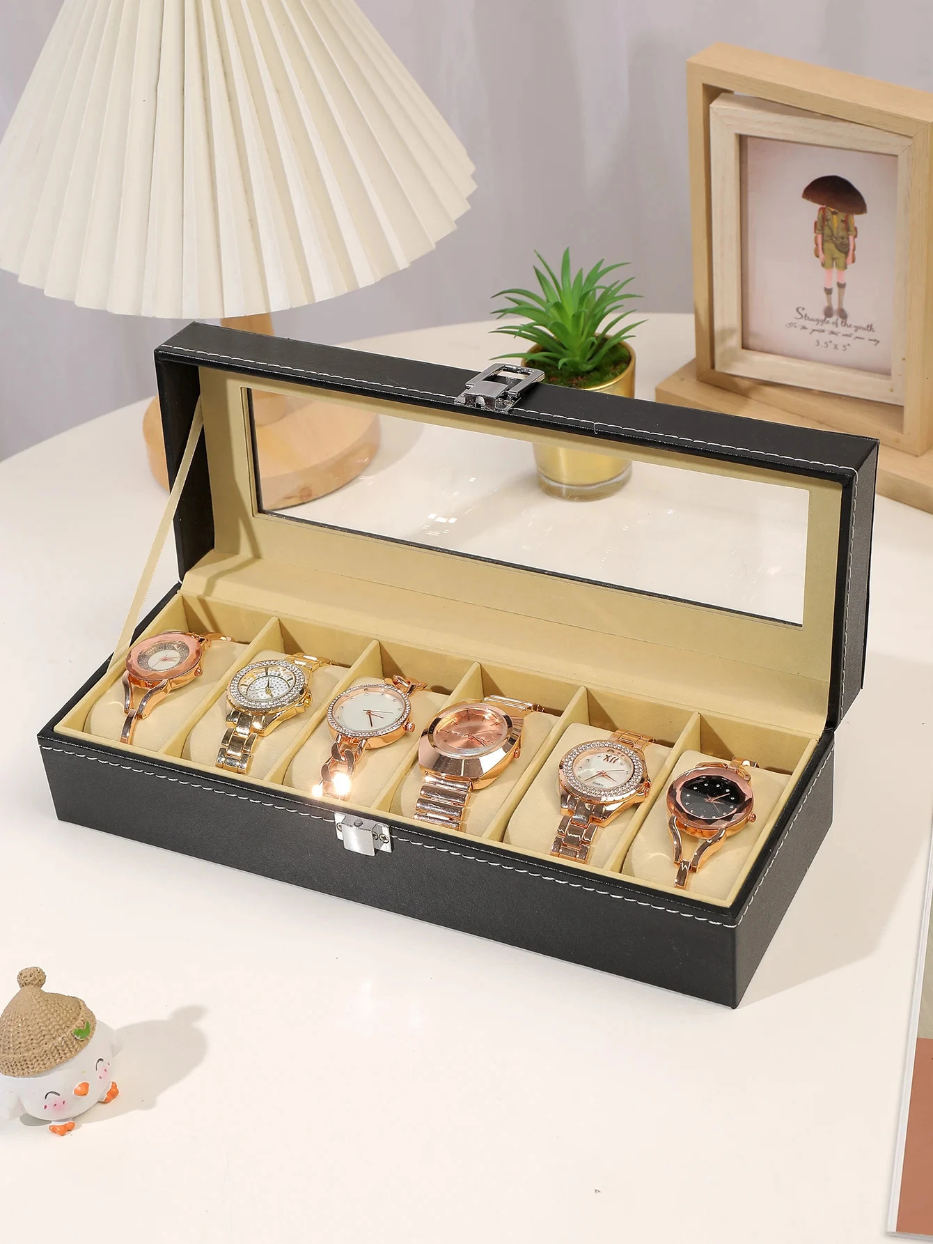 6 Slots Wrist Watch Box Watch Holder Storage Case Organizer PU Leather Watch Display Box regalos para hombre 250117