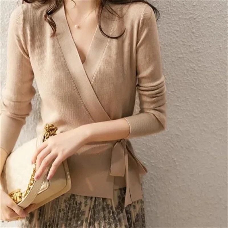 2024 Spring And Autumn Comfortable Fashion Elegant Womens Knitted Cardigan Long Sleeved Loose Ladies Bottom Shirt 250109Z