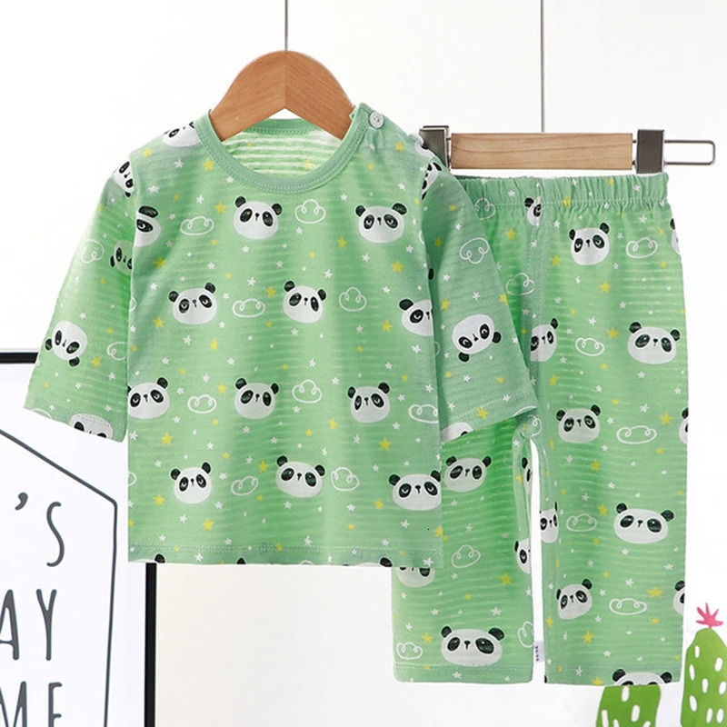 Summer Cotton Pajamas Set for Kids Baby Pajamas for Boys and Girls Long Sleeve Breathable Cat Rabbit Animal Clothes 250121
