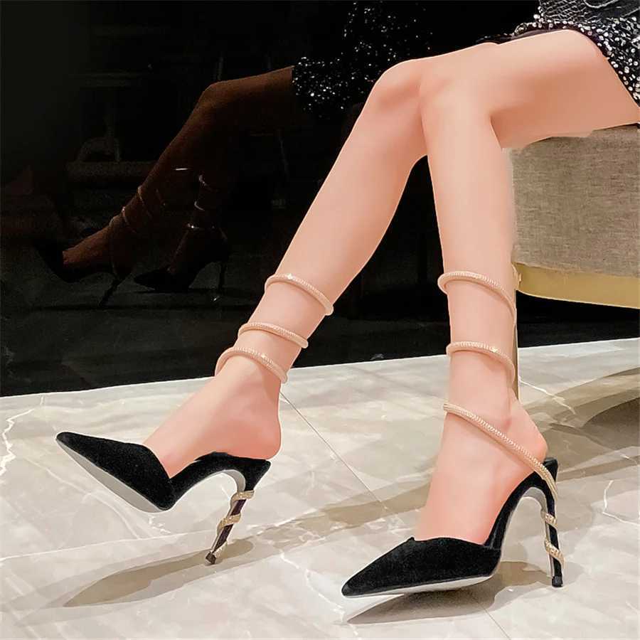 Serpentine Winding Crystal Wen Pumps Sexy Pointed Toe High H Summer hot Gladiator Sandals Designer Ladies Dress Shoes Z250122