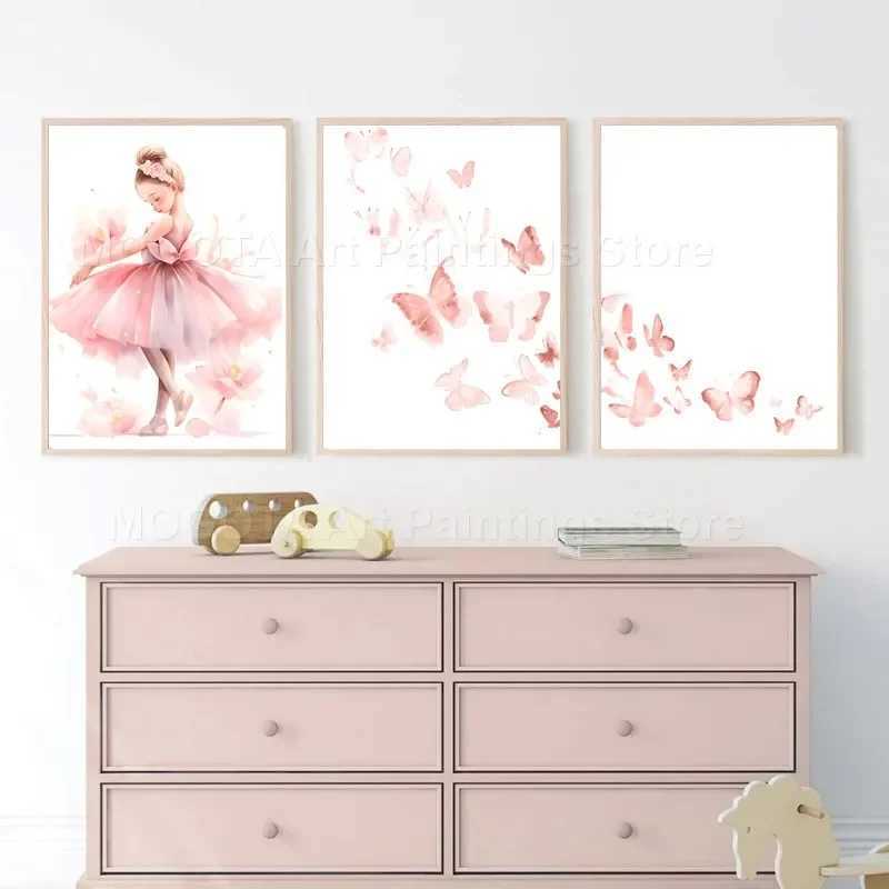 Girl Unicorn Ballerina Nursery Wall Art Canvas Painting Nordic Posters And Prints Pictures Baby Kids Ro Decor Y250122