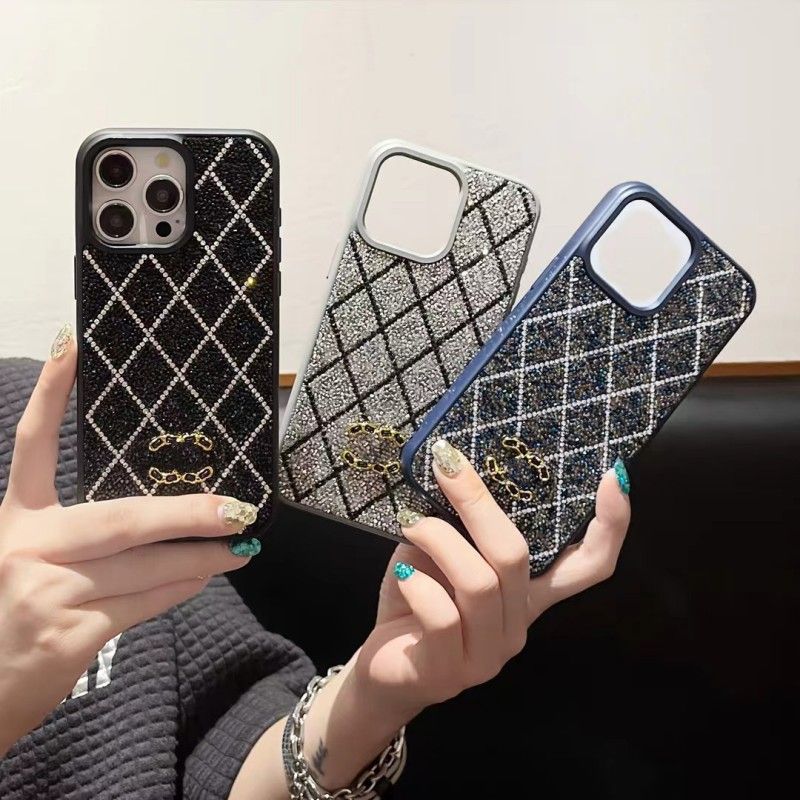 C Brand Téléphone Designer Case iPhone paillette pour iPhone 16 Pro Max 13 12 14promax 15 16 plus Case Luxury Bling Sparkling Rhinestone Diamond