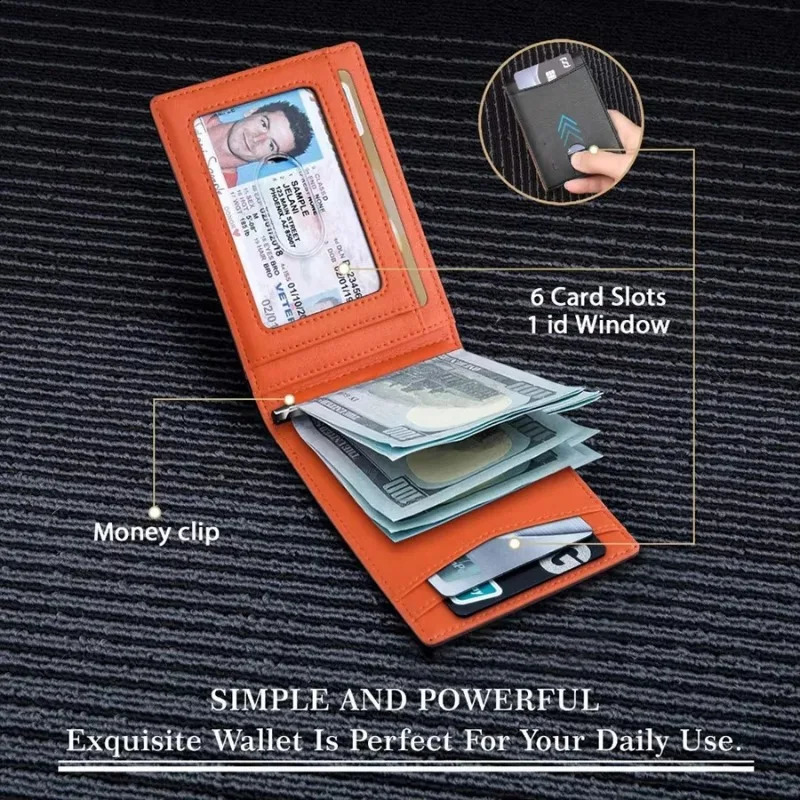 Metal Money Clip Wallet RFID Blocking Slim Card Holder Bag Credit Cardholder Carbon Fiber Bifold Smart for Men 250114