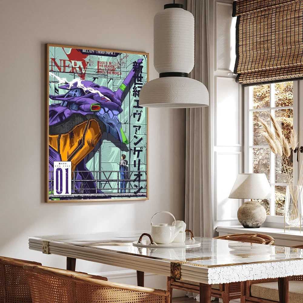 1PC N-Neon G-E-Anime Movie Sticky Posters Retro Kraft Paper Sticker Ro Bar Cafe Aesthetic Art Wall Painting Y250122