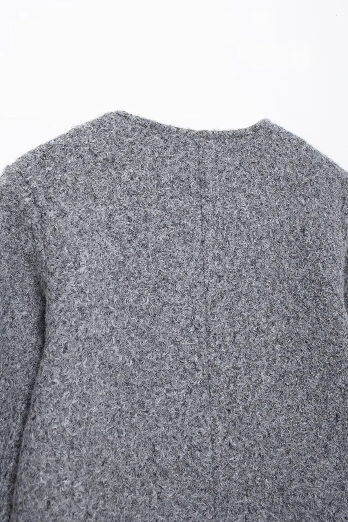 KAOPU ZA Womens Fashion tweed Short Jacket coat Women vintage O-neck single-breasted fall Winter pocket outerwear jackets top 250109