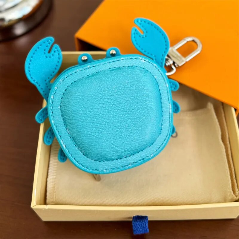 Leather Keychains Crab Designer Bag Charm For Women Key chains Fashion Mini Coin Purse Keyring