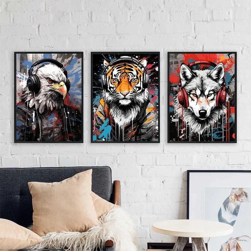 Graffiti Dog phone Gaming Posters Prints Canvas Painting Wall Art Picture for Teen Ro Gamer Gift Game Decor Y250122