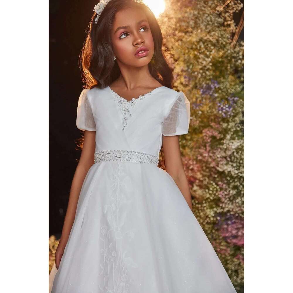 Cap Sleeves Wer Girl For Weddings A-E Tulle Appliques Long First Communion Dresses Little Baby Kids Customized 6660311