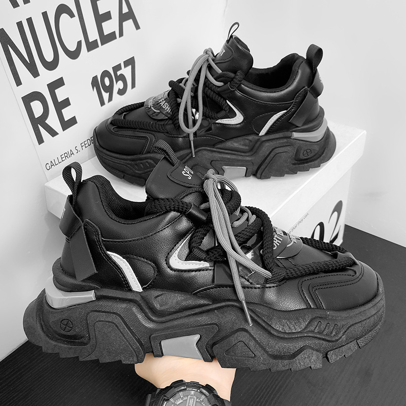 Men Sports Shoes Thick Sole Fashion Simple Design Versatile Triple Black White Green Free shipping