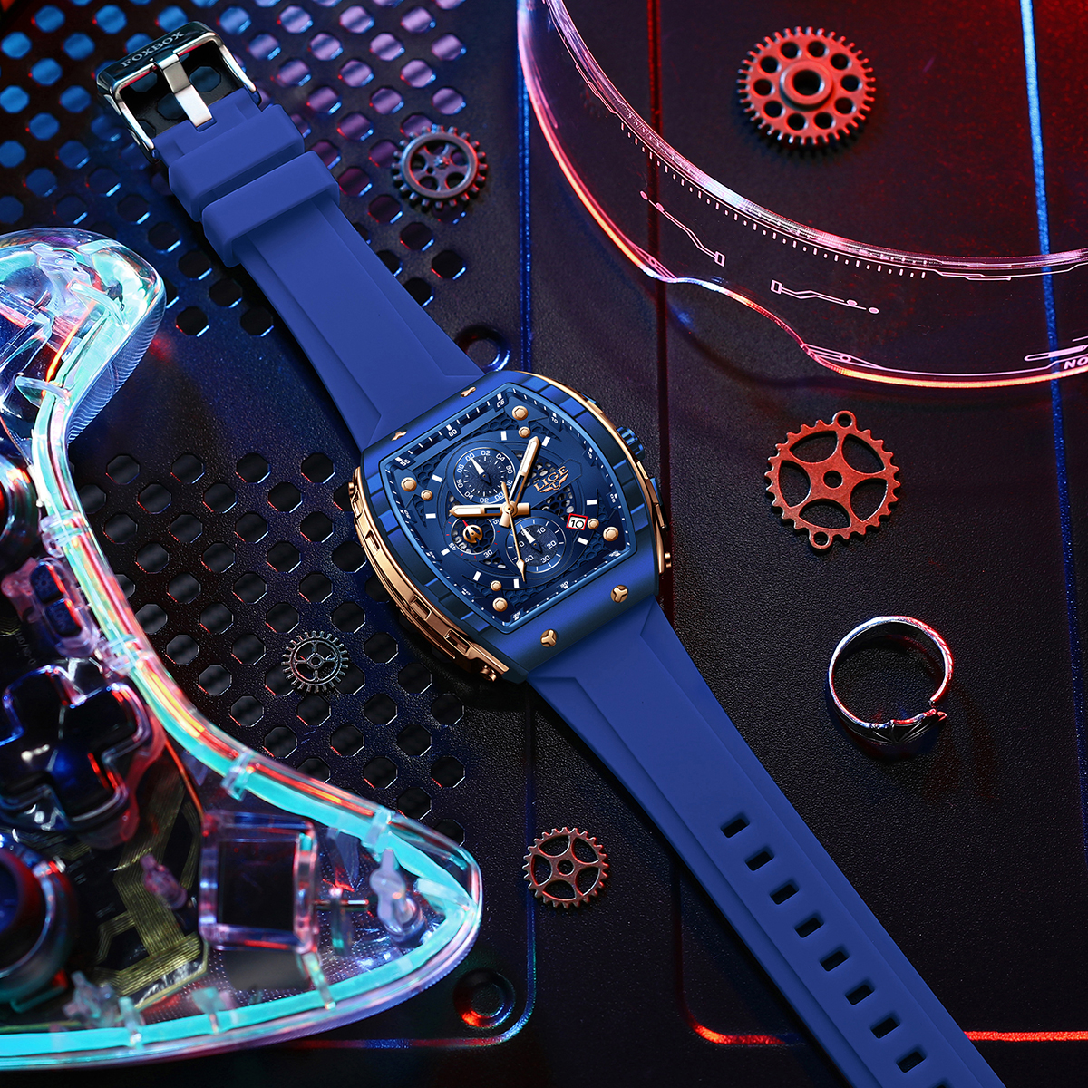 LIGE Top Brand Luxury Square Quartz Watches for Men Fashion Casual Sport 50M Waterproof Man Watch Auto Date Military Chronograph Local warehouse