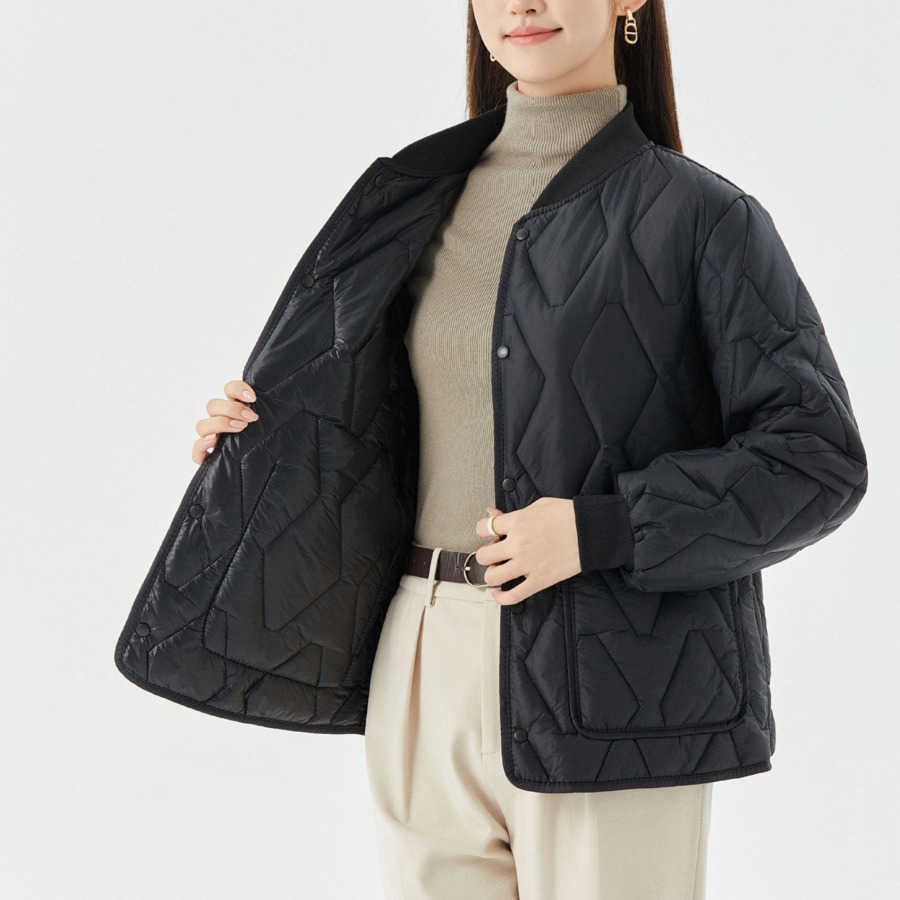 Womens Warm Long Sleeved Cotton Inner Liner Womens Home Cotton Clothes With Thread Collar Can Be Worn Outside Women Jackets Coat 241209