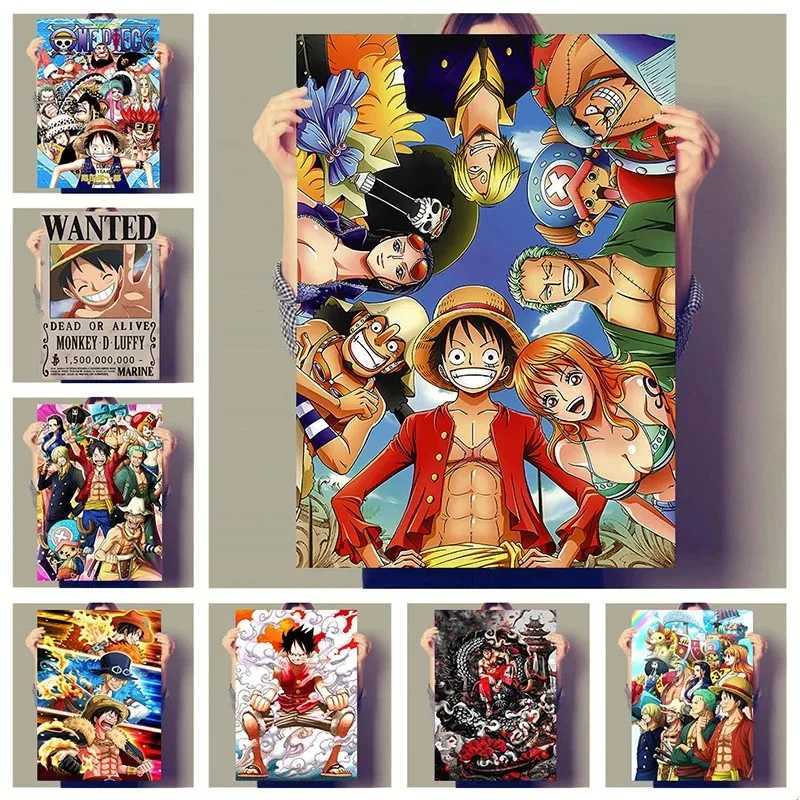 Japan Anime Wanted Retro Cartoon Canvas Painting One Piece Luffy Art Posters Print ral Pictures He Wall Aesthetic Decorative Y250122