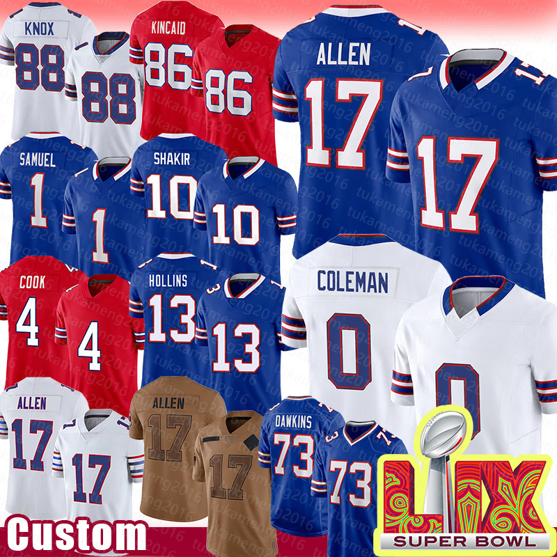 Josh Allen Football Jersey Keon Coleman Dawson Knox Dalton Kincaid Curtis Samuel Von Miller James Cook Matt Milano Terrel Bernard Amari Cooper Terrel Bernard Man