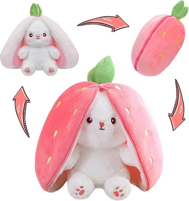 Funny Joy Fruit Bunny Plush Toy Cute Carrot Strawberry Turn Into Rabbit Plush Toy Kids Birthday Christmas Gift fy9778 0122