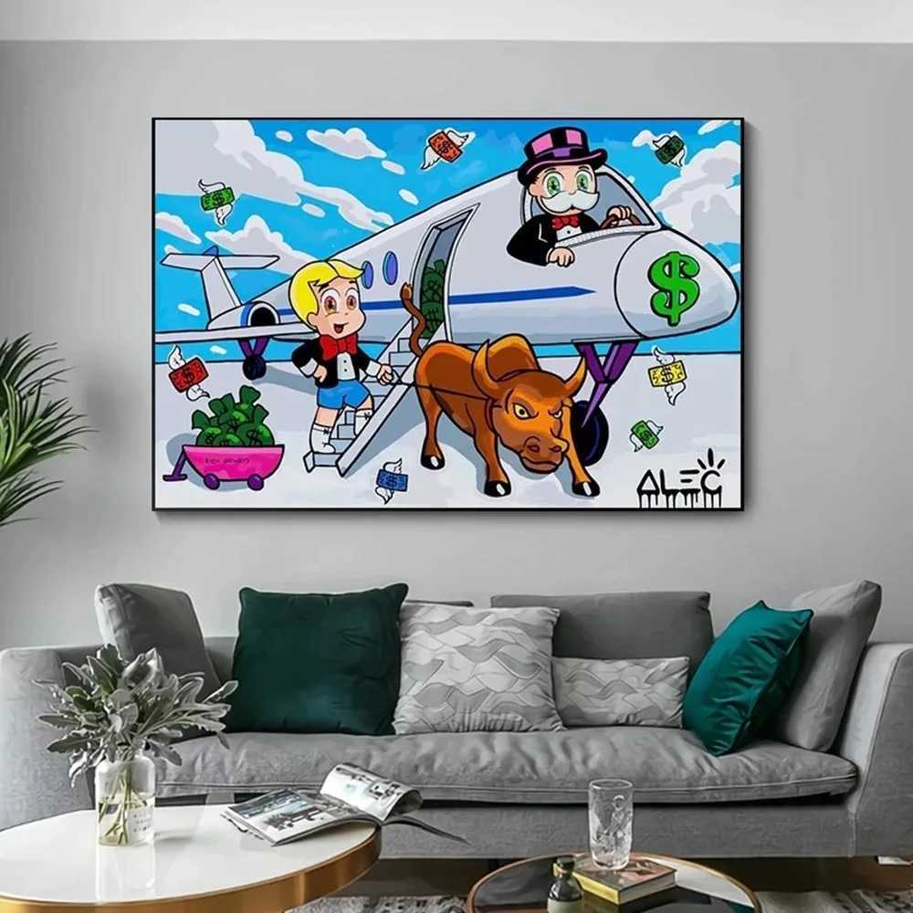 Graffiti c Monopoly Cartoon Posters Wall Art Canvas Prints Rich Man Dollars Paintings for Living Ro He Decor Pictures Y250122