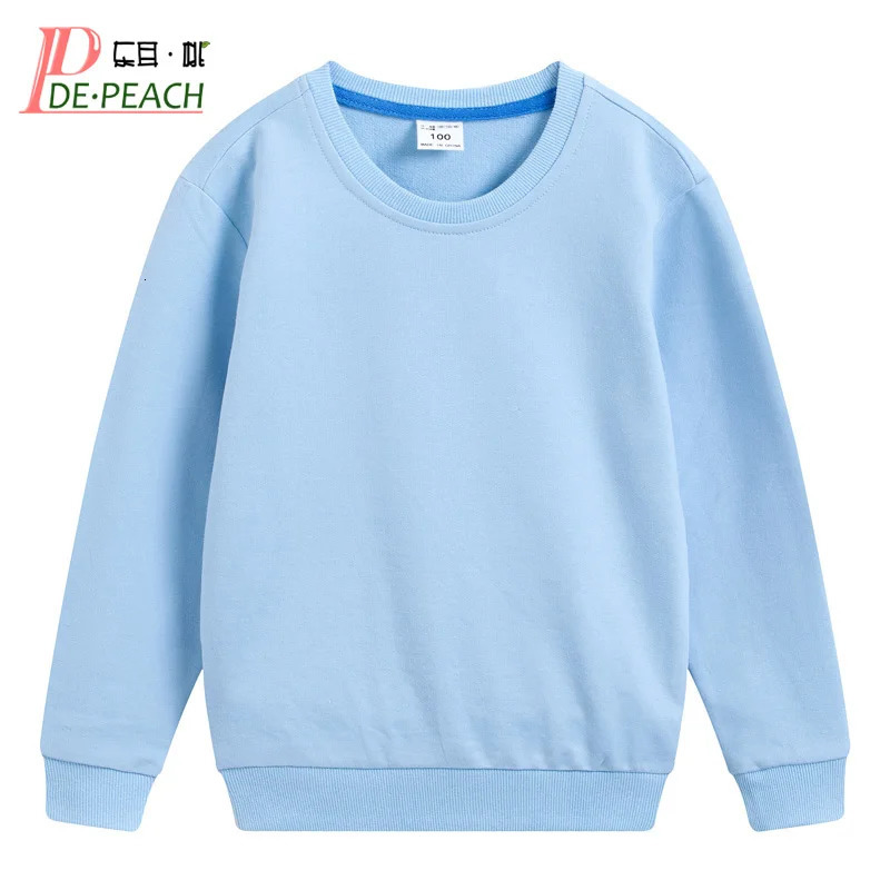 DE PEACH Autumn Cotton Children Loose Casual Sweatshirt Baby Boys Girls Pullover Shirts Teenager Kids Solid Color Bottoming Tops 250121