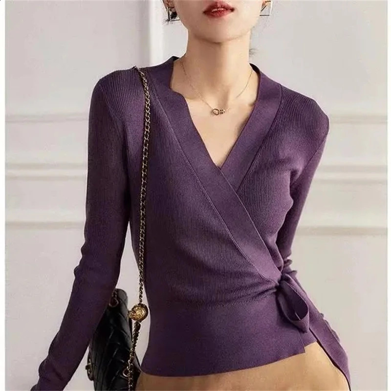 2024 Spring And Autumn Comfortable Fashion Elegant Womens Knitted Cardigan Long Sleeved Loose Ladies Bottom Shirt 250109Z