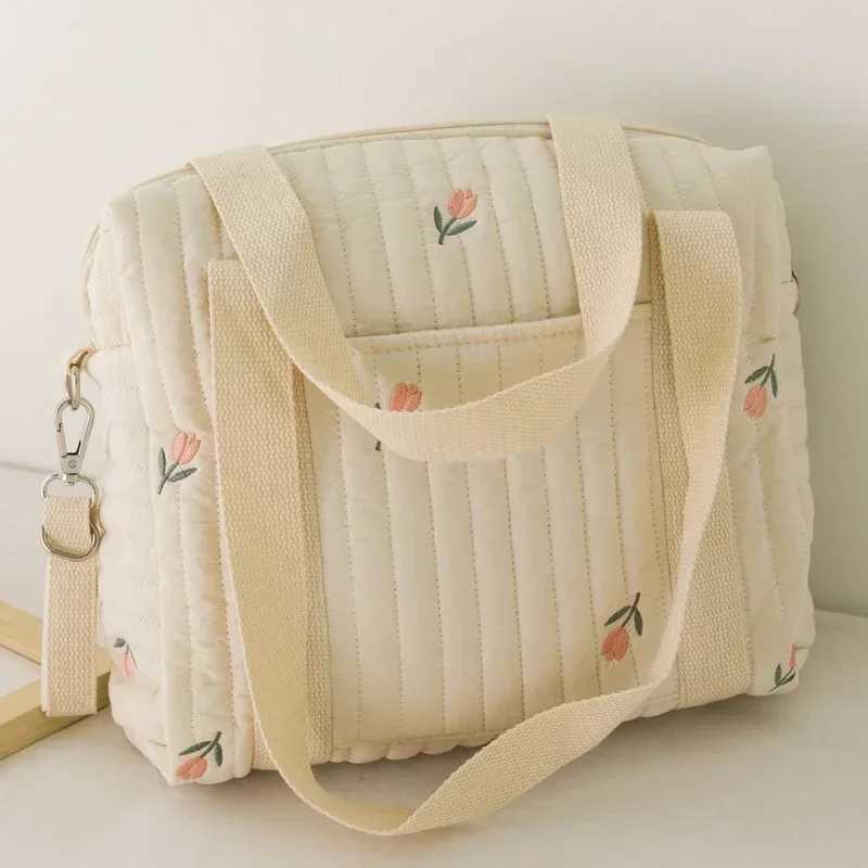 Cute Bear Baby Stroller Nappy Bag Korea Embroidery Flower Mommy Bag Soft Maternity Portable Shoulder Pack Baby Diaper OrganizerC250326
