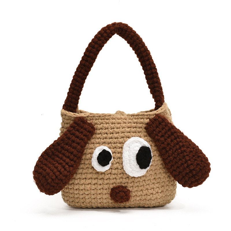 Free Shipping New Designer Bag Cartoon Cute Handheld Bag Wool Big Ear Dog Handmade Hook Woven Bag Multifunctional Bag Women's Crossbody Bag