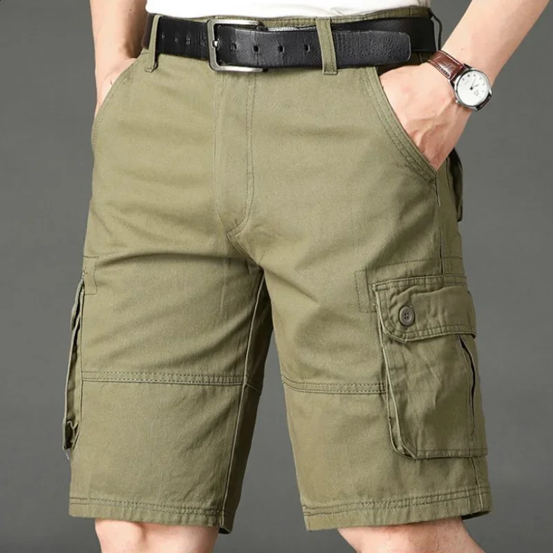 Khaki Half Mens Cargo Shorts Solid Male Bermuda Short Pants Big and Tall er Jogger Baggy In Homme Jorts Cotton 250117