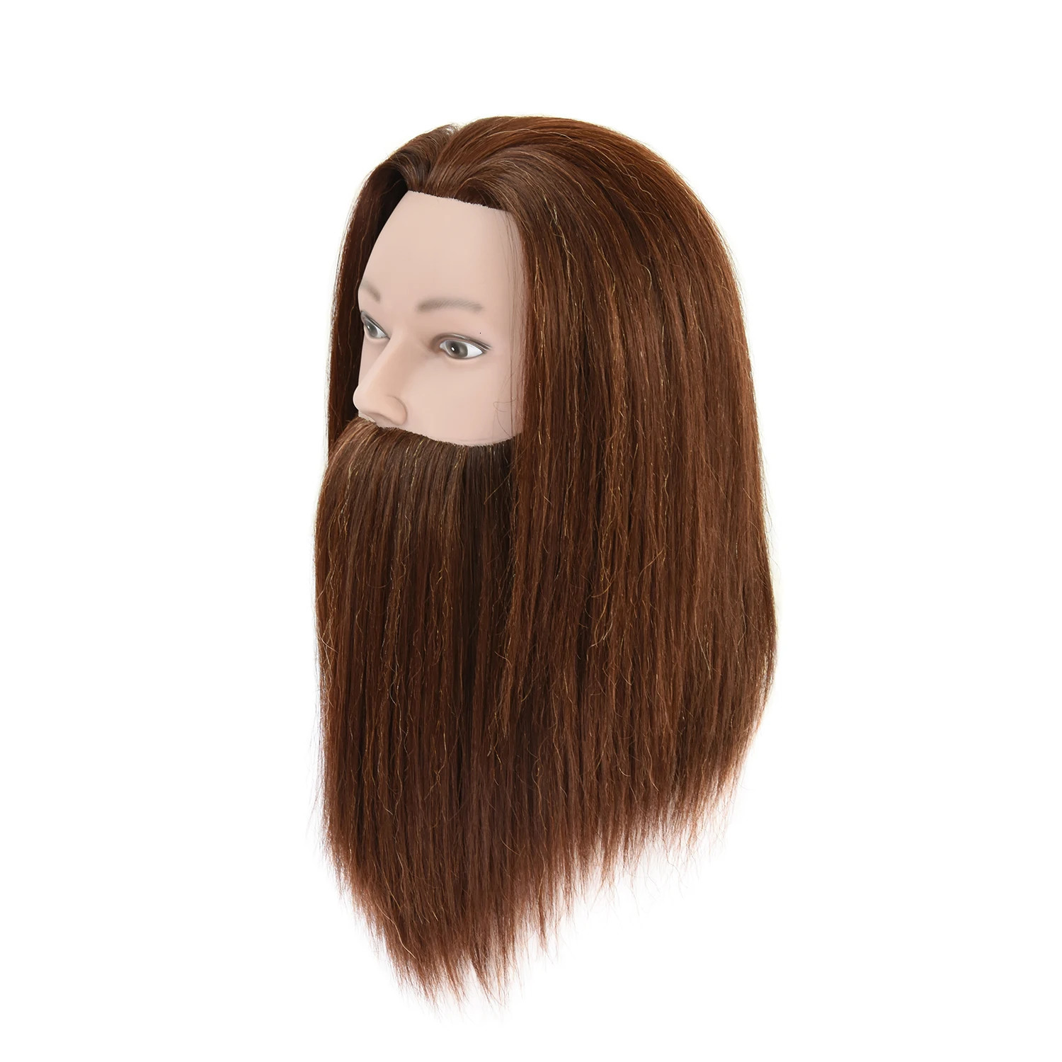 14inches Mannequin Head Training Male Human Hair with Beard Hairdresser Practice Doll Head for Hairstyles 250114