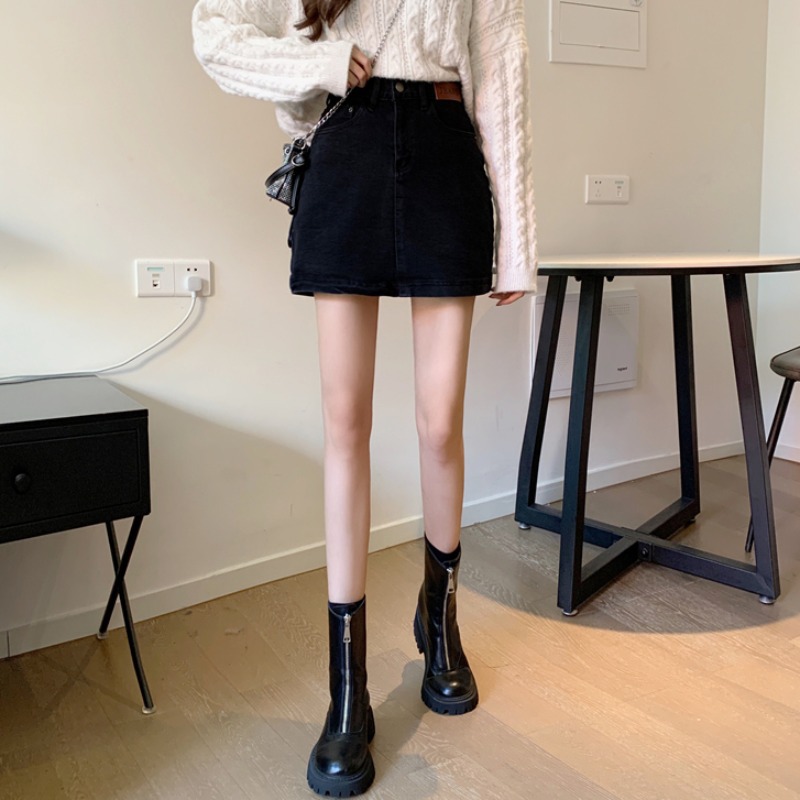 K4135 denim skirt 2021 spring new winter with sweater high waist a-line skirt student hip skirt female