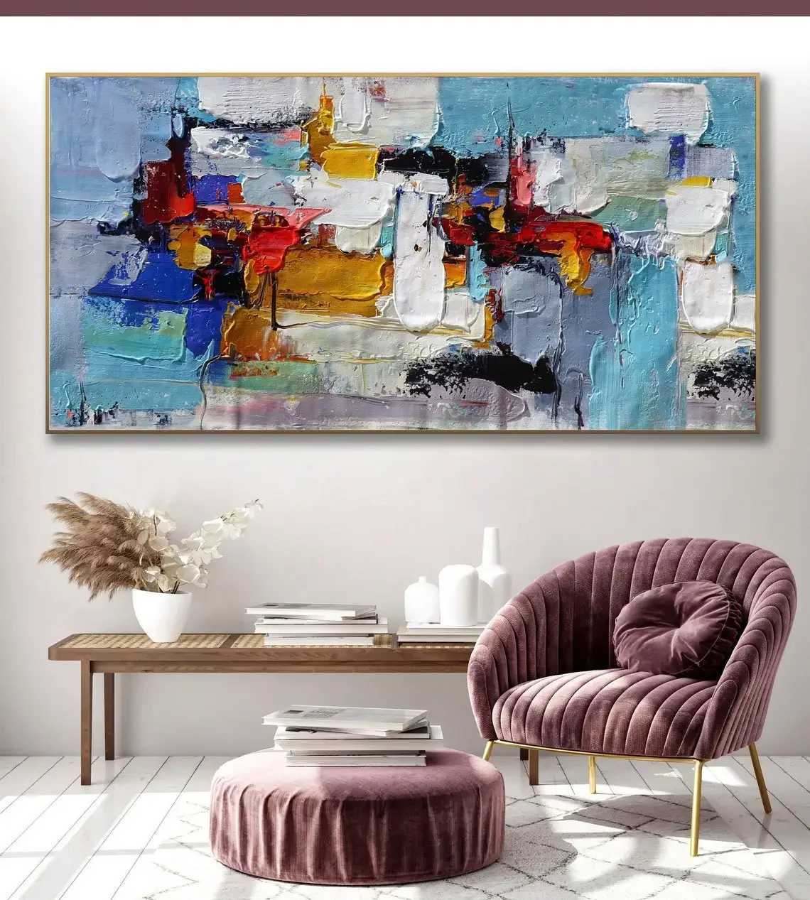 Scandinavian Abstract Wall Art Impressionism 3D Texture HD Canvas Oil Painting Poster Print A Bedroom Living Room Decoration Y250122