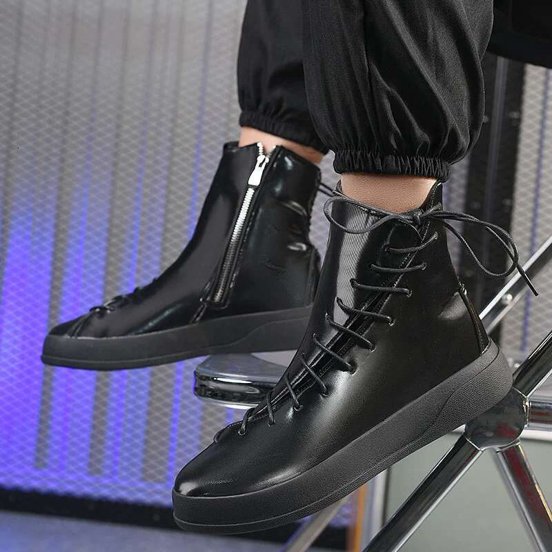 Trendy Red Mens Fashion Lace-up Sneakers for High Top Casual Flat Hip Hop Designer Shoes Men chaussure hommes