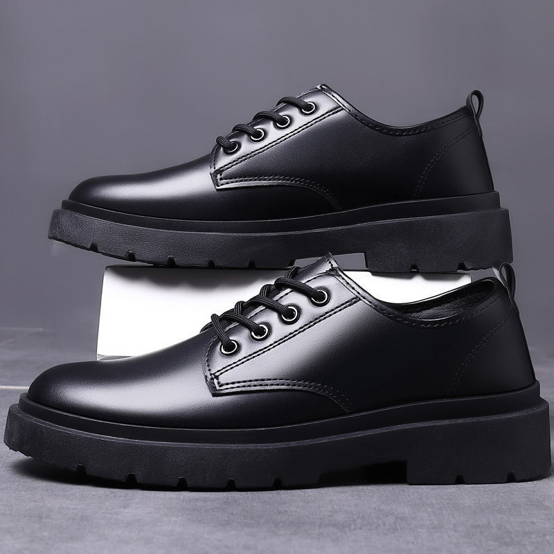 Leather 2023 new spring and autumn British style black men's business formal big head work trendy shoes hot