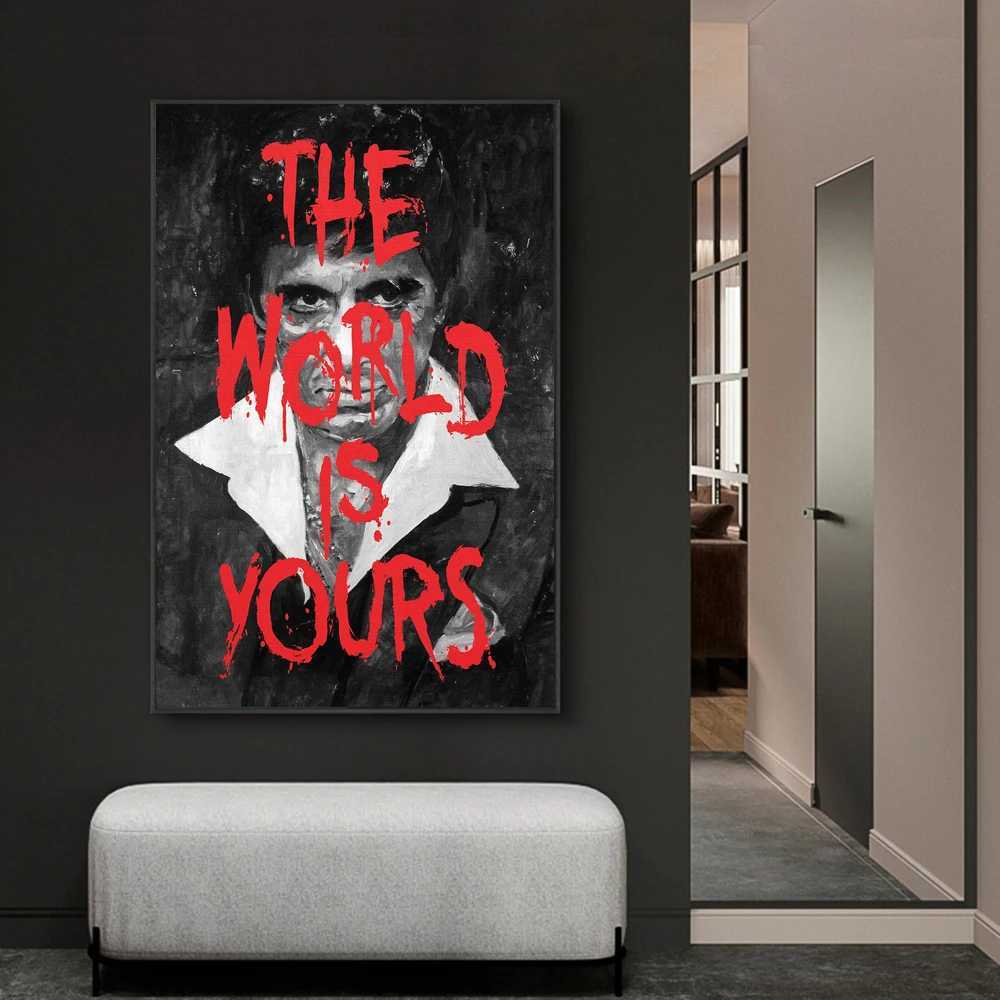The World is Your Movie Poster Scar Face Tony Montana Painting Wall Art Canvas Printing Decoration Y250122
