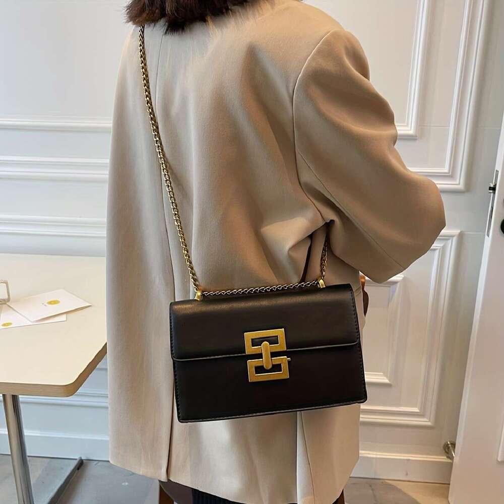 Minimalist classic crossbody bag, square PU leather flip wallet, women's casual handbag and shoulder bag