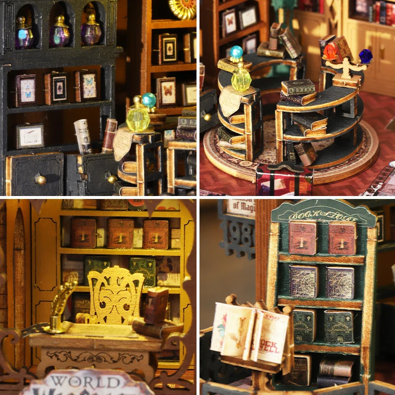 2014 DIY Big Doll House Wooden Mini Furniture Twilight Bookstore Dollhouse Handmade Home Model Assembly Toy Birthday Gift 250110