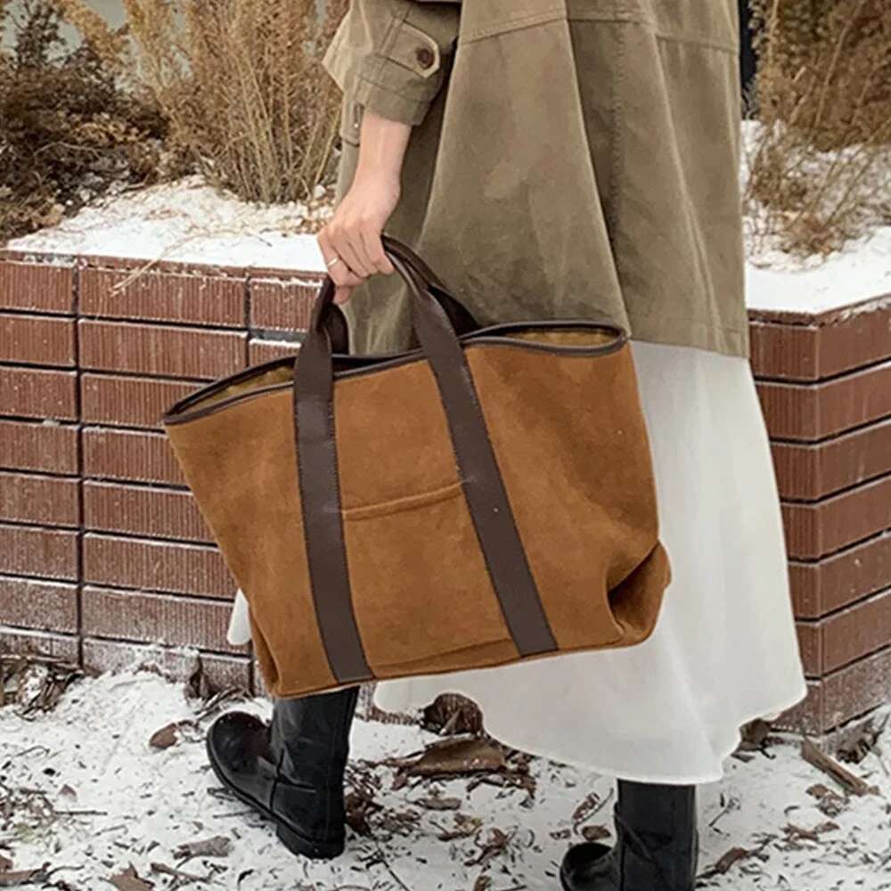 Large Capacity Suede Tote Vintage Designer Bags for Women 2025 Handbags Autumn and Winter Shoulder Bag Shopper Purses