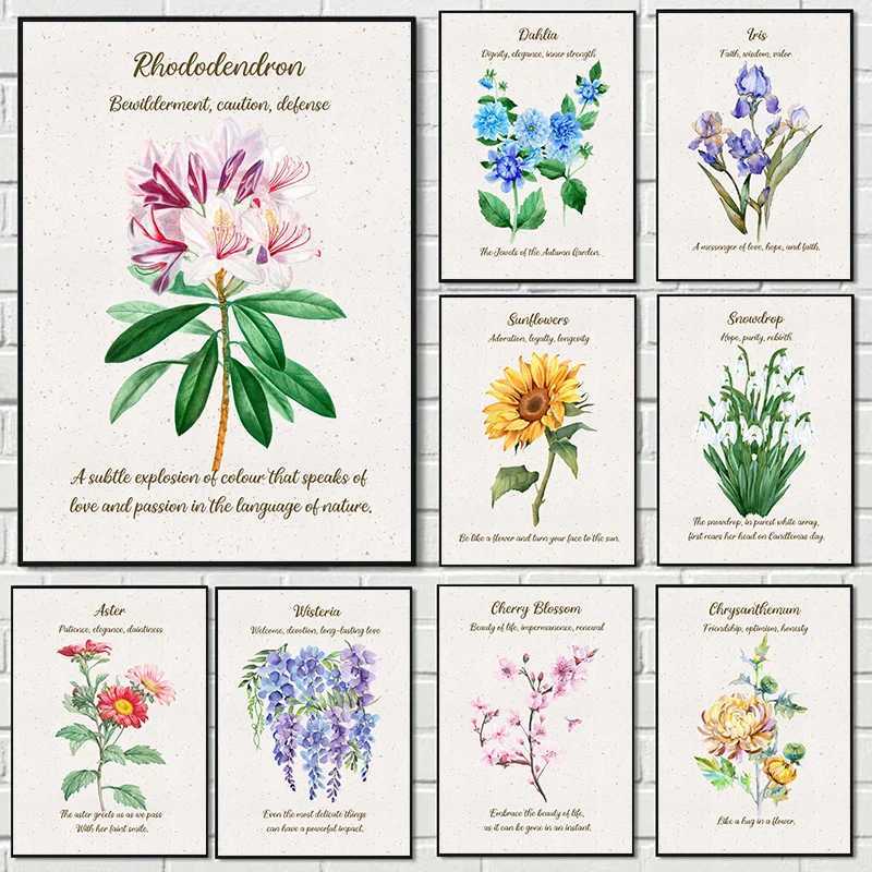 Modern Flowers Daisies Tip ic Flower language Retro Poster Canvas Paintings Wall Art Pictures Flower Shop He Decor Y250122