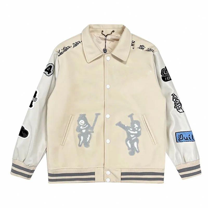 Men's Jackets Mens Designer jacket white Windbreaker Varsity Vintage Loose Long Baseball coat Hip Hop Harajuku Letter Embroidery Streetwear