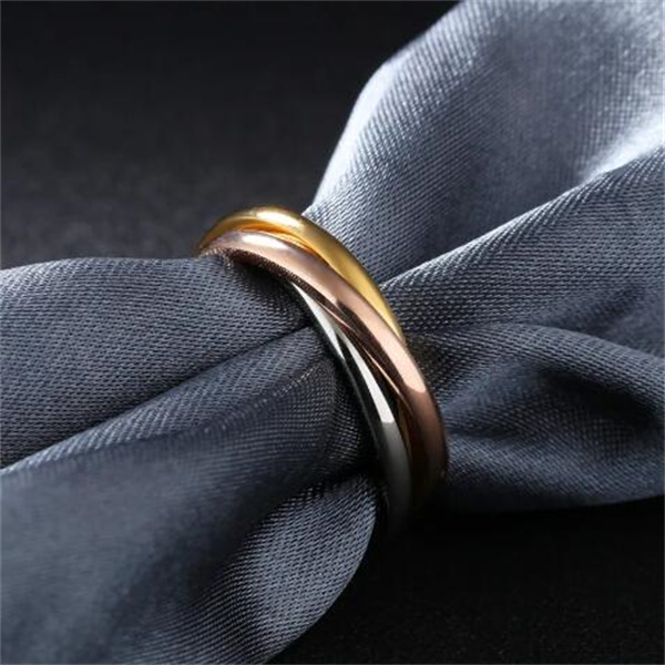 Fashion Classic Creative Trinity Three Ring Winding Ring Women's Stainless Steel 3 Color Rolling Wedding Band Rings