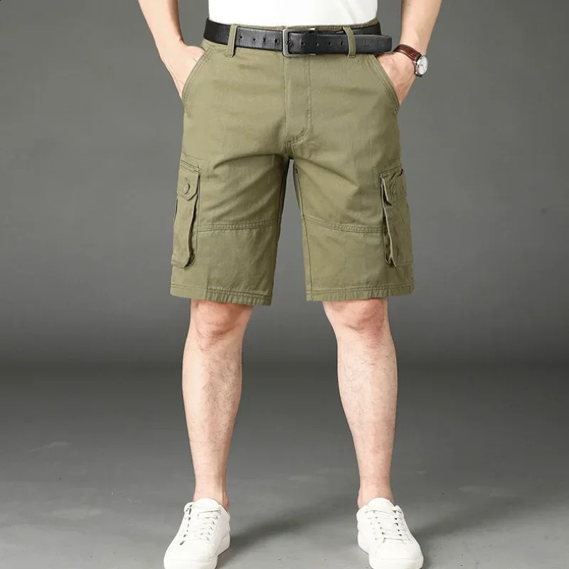 Khaki Half Mens Cargo Shorts Solid Male Bermuda Short Pants Big and Tall er Jogger Baggy In Homme Jorts Cotton 250117