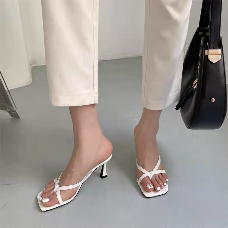 Women Slippers Simple Style Versatile Fashion High Heel Design Sense Triple Black White Free shipping