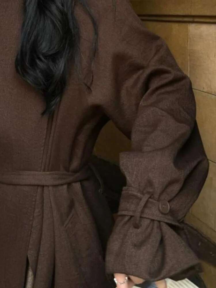 hoodie DEAT Fashion Women's Trench Coat Lace-Up Oblique Buckle Full Sleeve Solid Color Long Version Windbreaker Spring 2025 New 7Ab6884 jacket