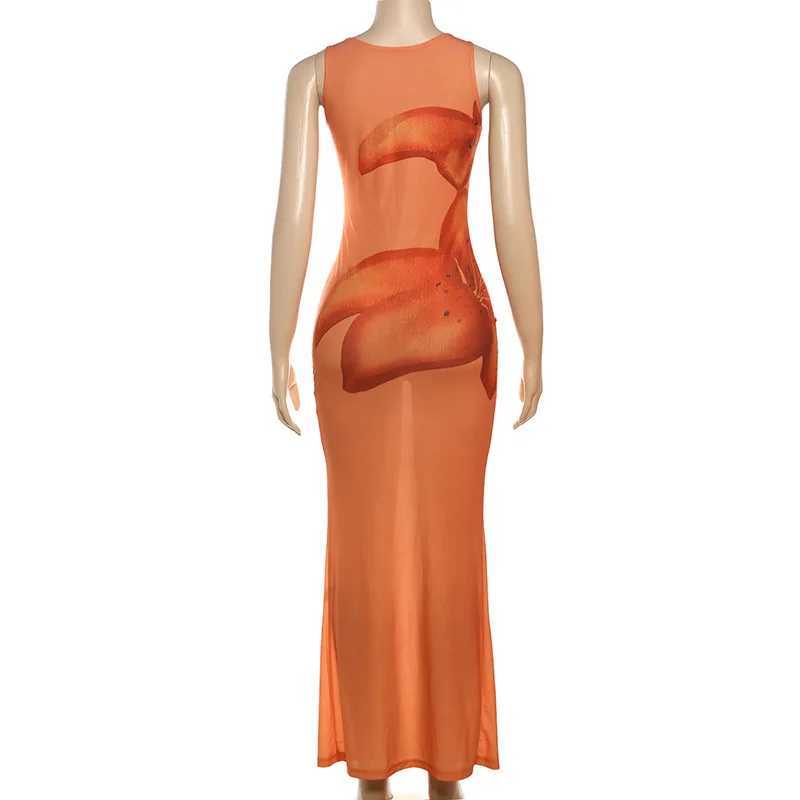 Basic Casual Dresses Long Print Dresses Temperament European and American Dress Beach Party High Elegant Dress Maxi Sexy Bodycon S Through Clubwear H2