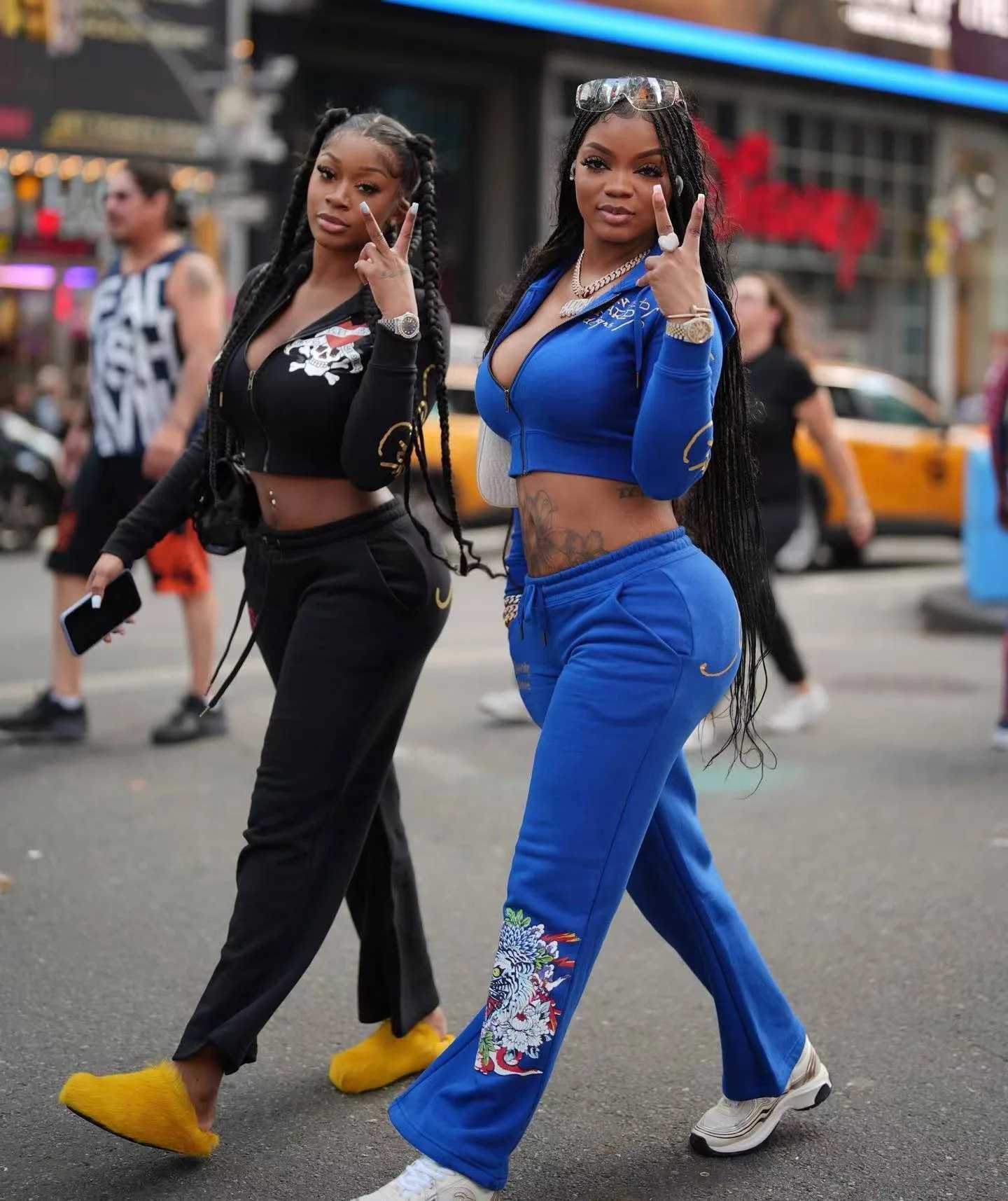 Women's Two Piece Pants Trendy Strt Skull Love Print Basic Zipper Short Cardigan High Waist Straight Trousers Two-piece Set for Women Suit Women 