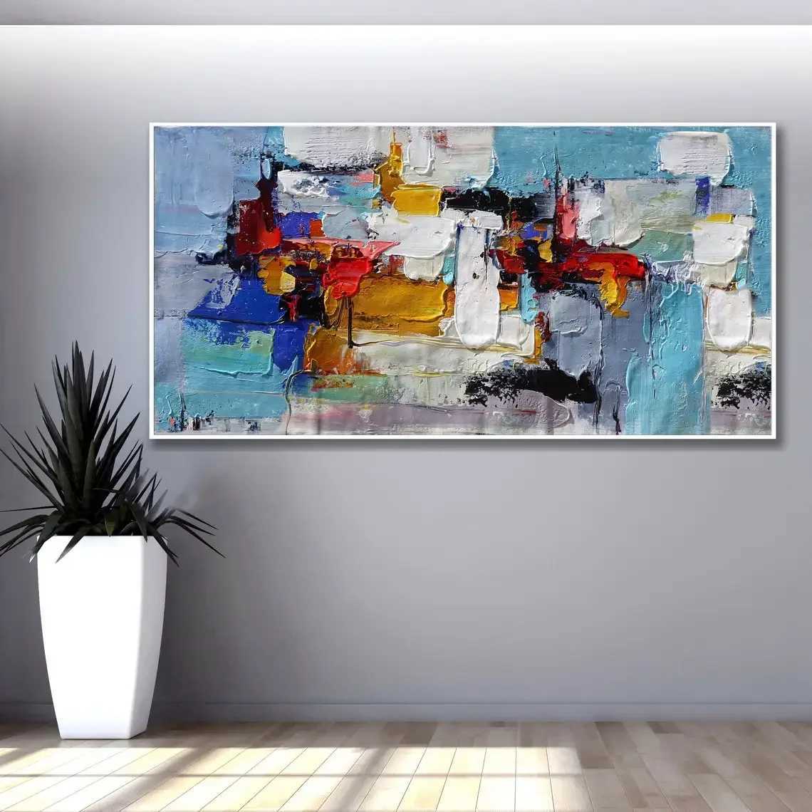 Scandinavian Abstract Wall Art Impressionism 3D Texture HD Canvas Oil Painting Poster Print A Bedroom Living Room Decoration Y250122