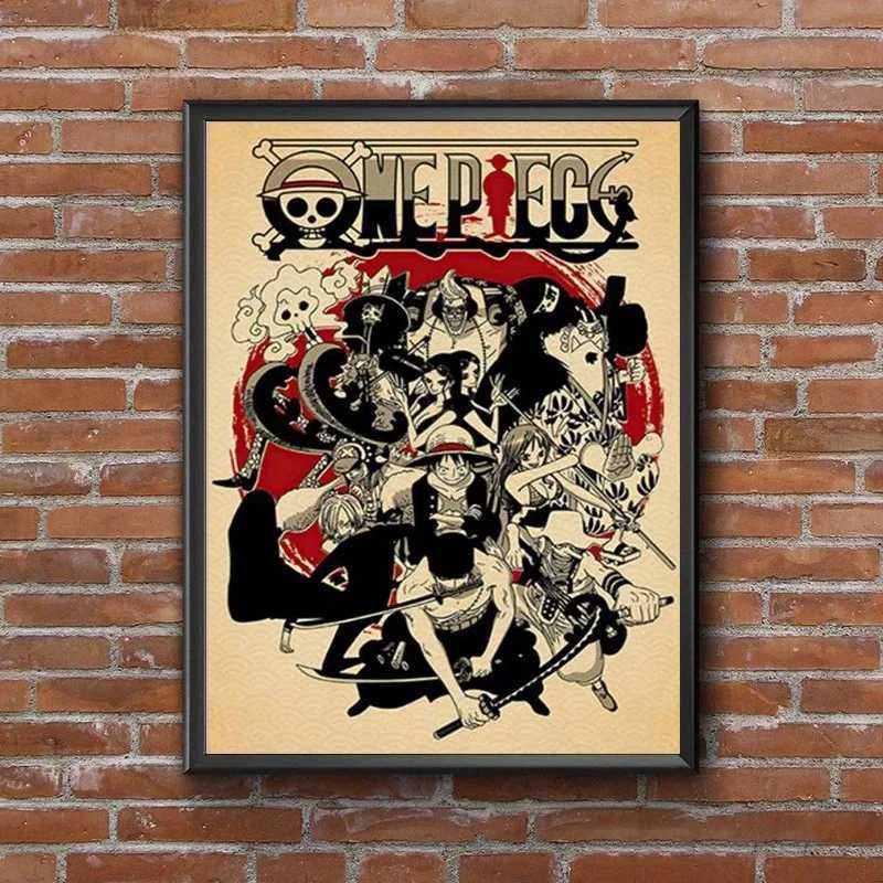 Japan Anime Wanted Retro Cartoon Canvas Painting One Piece Luffy Art Posters Print ral Pictures He Wall Aesthetic Decorative Y250122